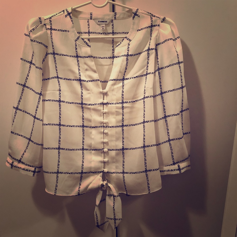 Express | Windowpane Tie Front Button Down